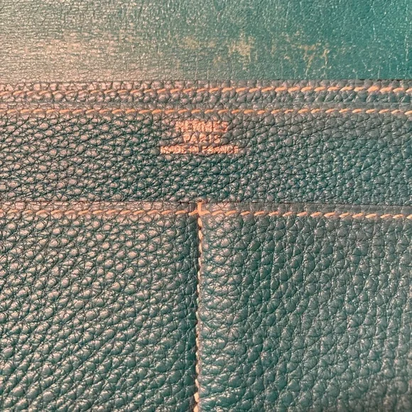 Hermes Turquoise Pebbled Leather Wallet - Picture 6 of 6